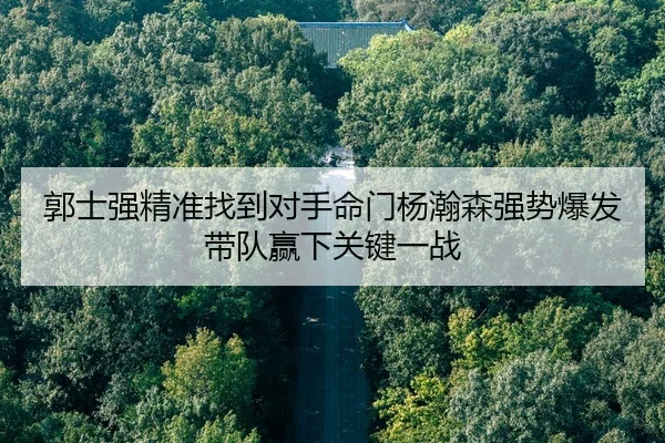 郭士强精准找到对手命门杨瀚森强势爆发带队赢下关键一战（kaiyun）